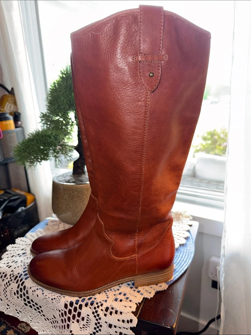 Classic Women's Tall Leather Riding Boots - Brown